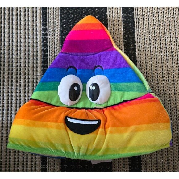 Colorful Rainbow Poop Emoji Hat Plush By Classic Toy Co. For Kids & Adults - Picture 3 of 8